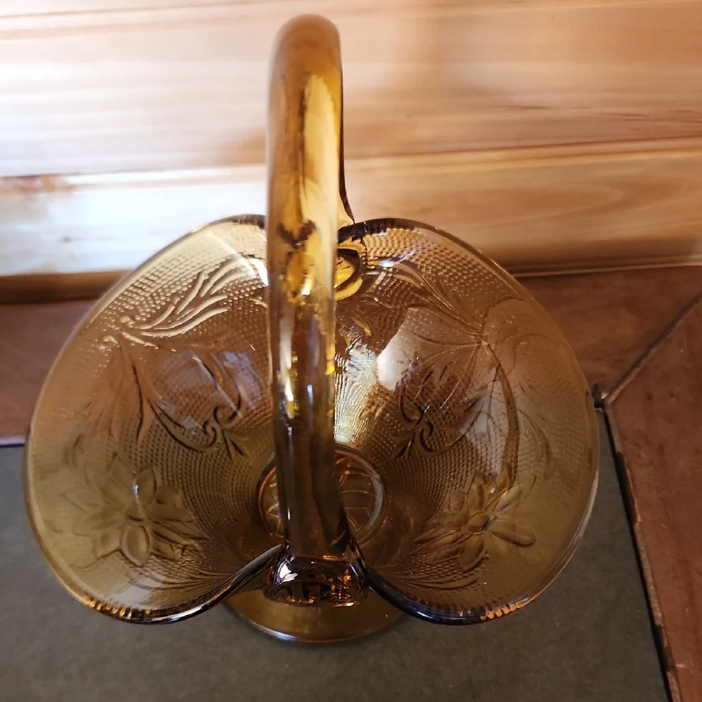 Brown Glass Accent Basket with Vintage Decor